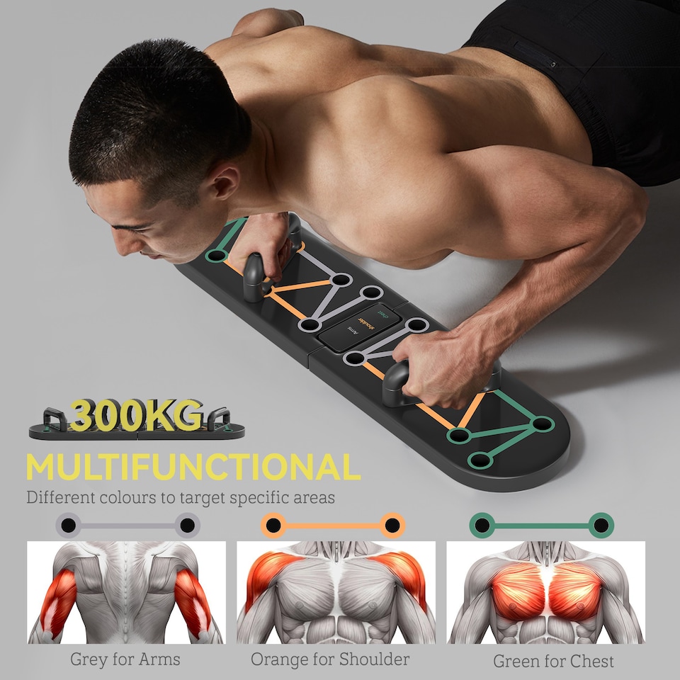 image 1 of SPORTNOW 11-in-1 Foldable Push Up Board, Press Up Handles for Home Gym
