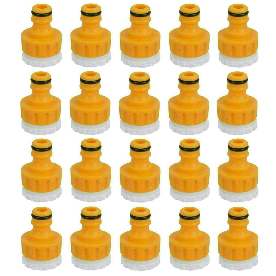 image 1 of Outdoor Garden Tap Hose Threaded Tap Connector 3/4in with 1/2in Reducer 20pc