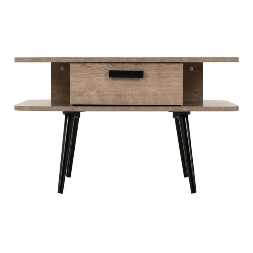 image 1 of Saxton 1 Drawer Coffee Table - L60 x W100 x H43.5 cm - Mid Oak Effect/Grey Brown