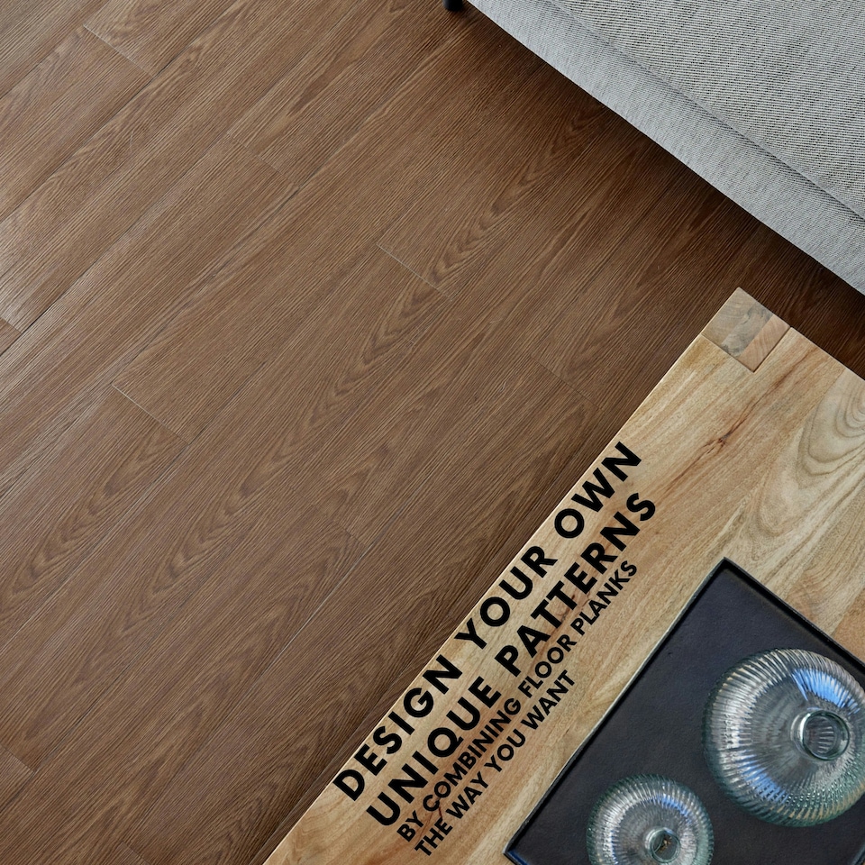 image 1 of NOVECRAFTO Self Adhesive Vinyl Floor Planks – Peel & Stick Flooring – Brown Wood Effect – Easy DIY Installation – Durable & Waterproof Tiles Brown | 0.97 sqm