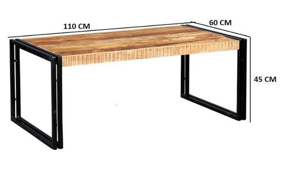 image 1 of Cosmo Industrial Large Coffee Table - Solid Mango Wood - L60 x W110 x H45 cm