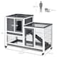 image 7 of PawHut Wooden Indoor Rabbit Hutch Elevated Bunny Cage with Enclosed Run W/Wheel