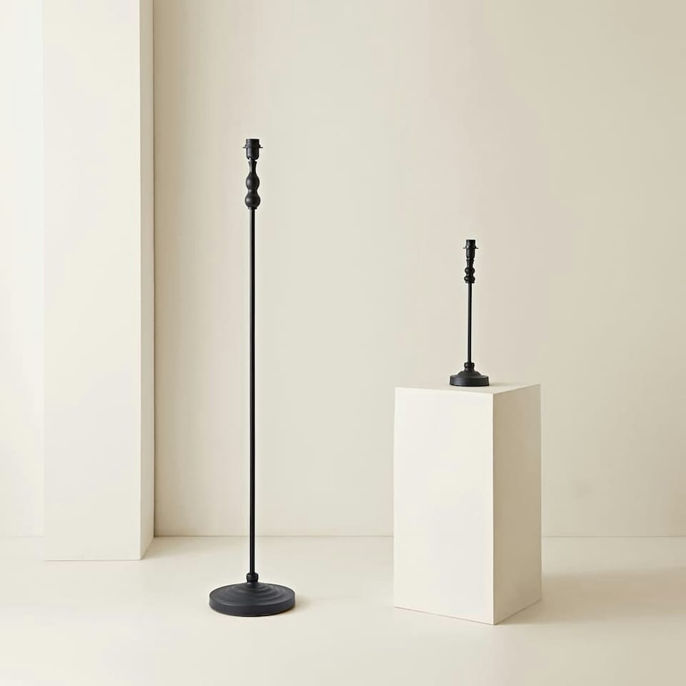 image 1 of ValueLights Maggie Black Metal Candlestick Slim Table Lamp Base