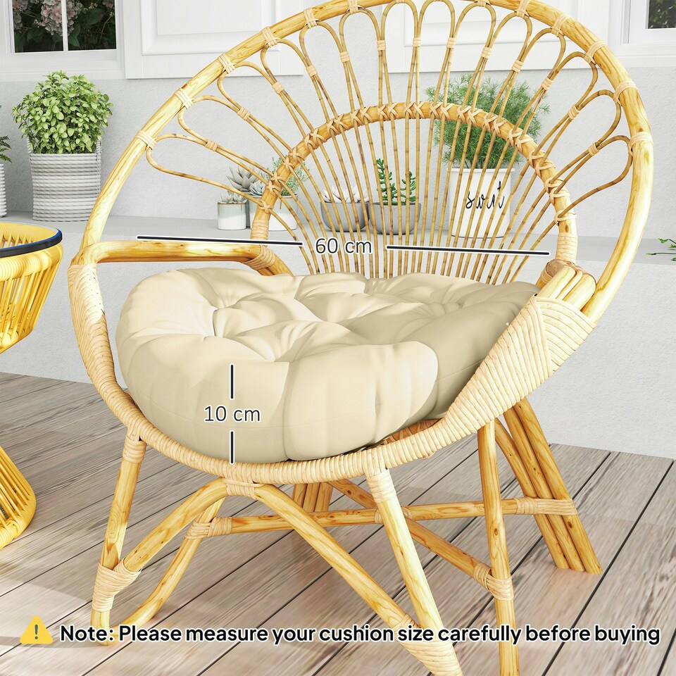 image 1 of Outsunny Outdoor Seat Cushions Set of 2, Tufted Round Chair Pads, Dark Grey