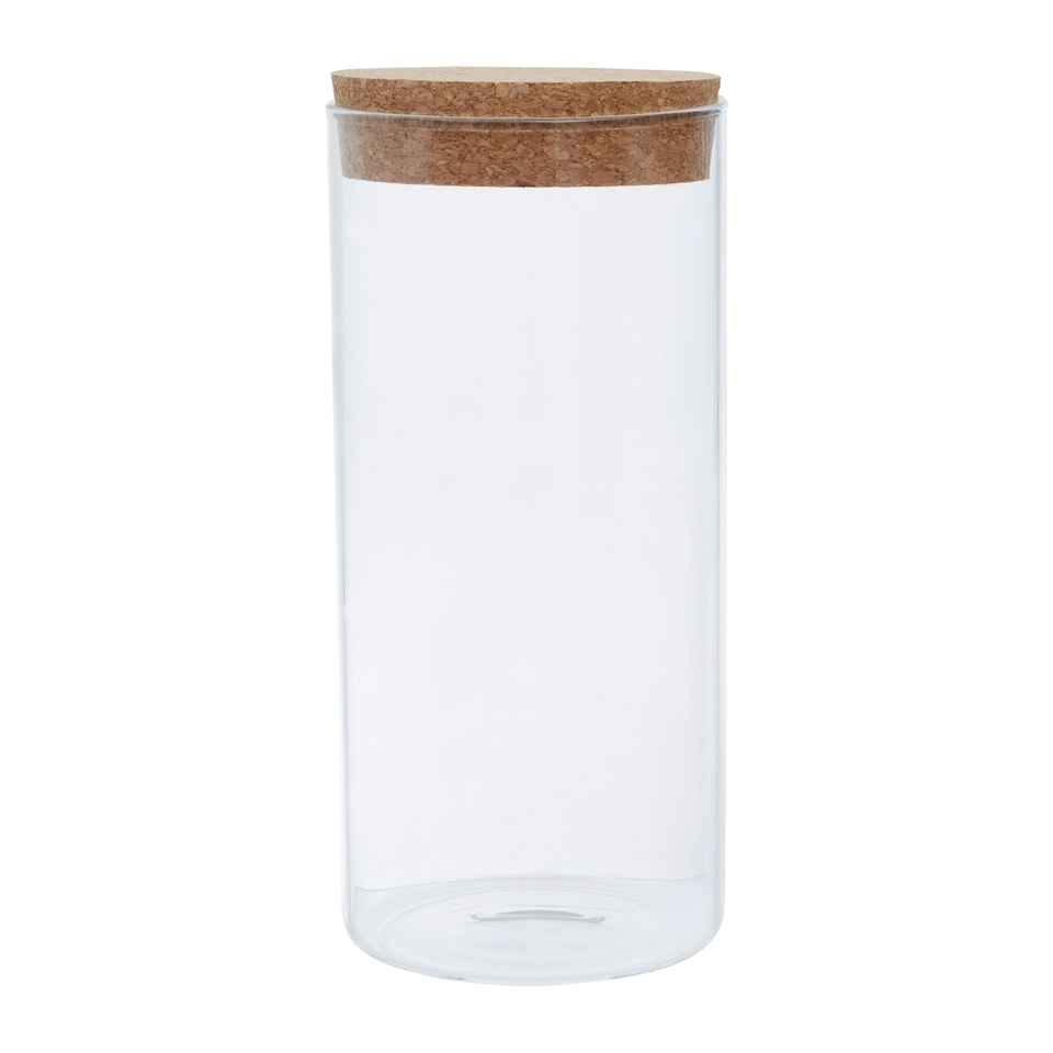 image 1 of Interiors by Premier Large Glass Jar, Eco-Friendly Glass with Airtight Cork Lid and Chalkboard Label, Perfect for Storing Spices