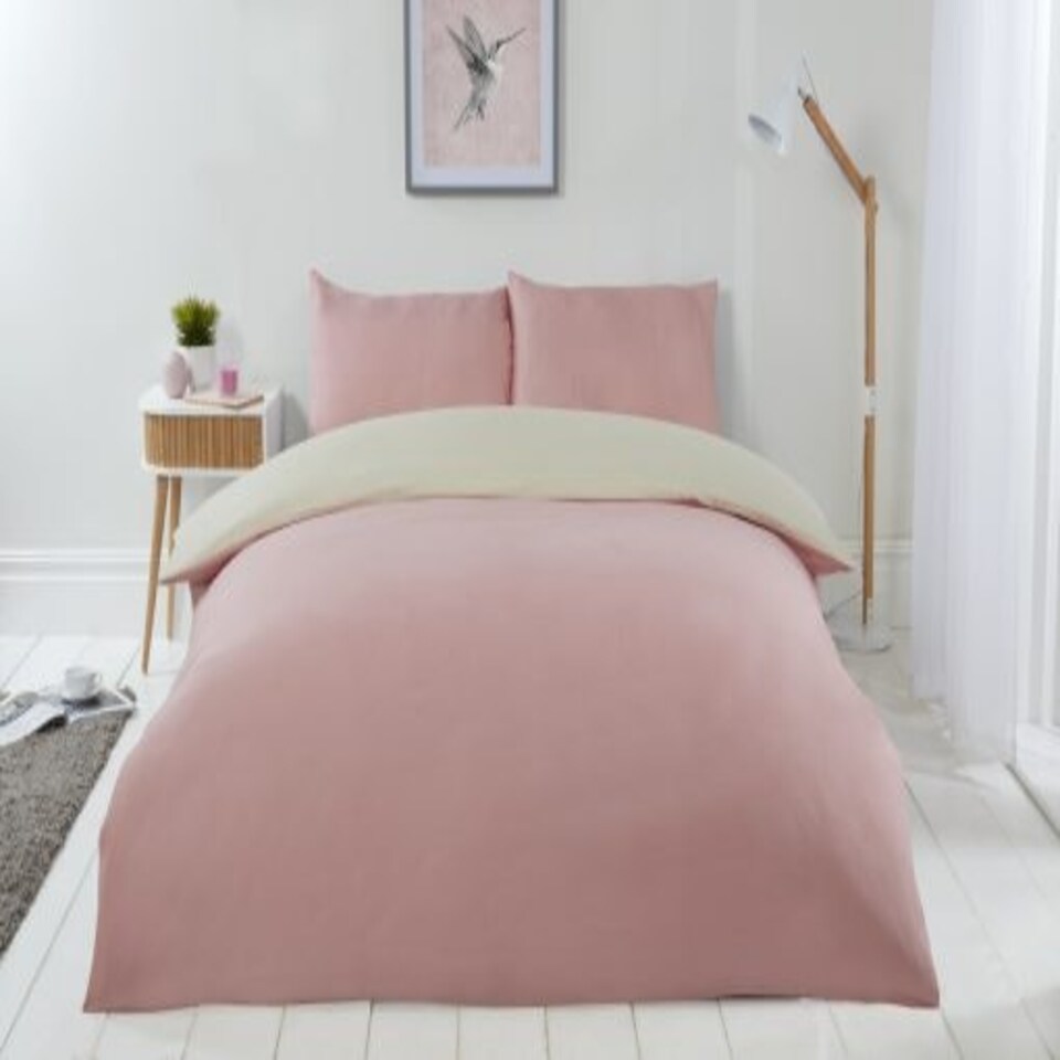 image 1 of Brights Reversible Duvet Single Bed CreamBlush