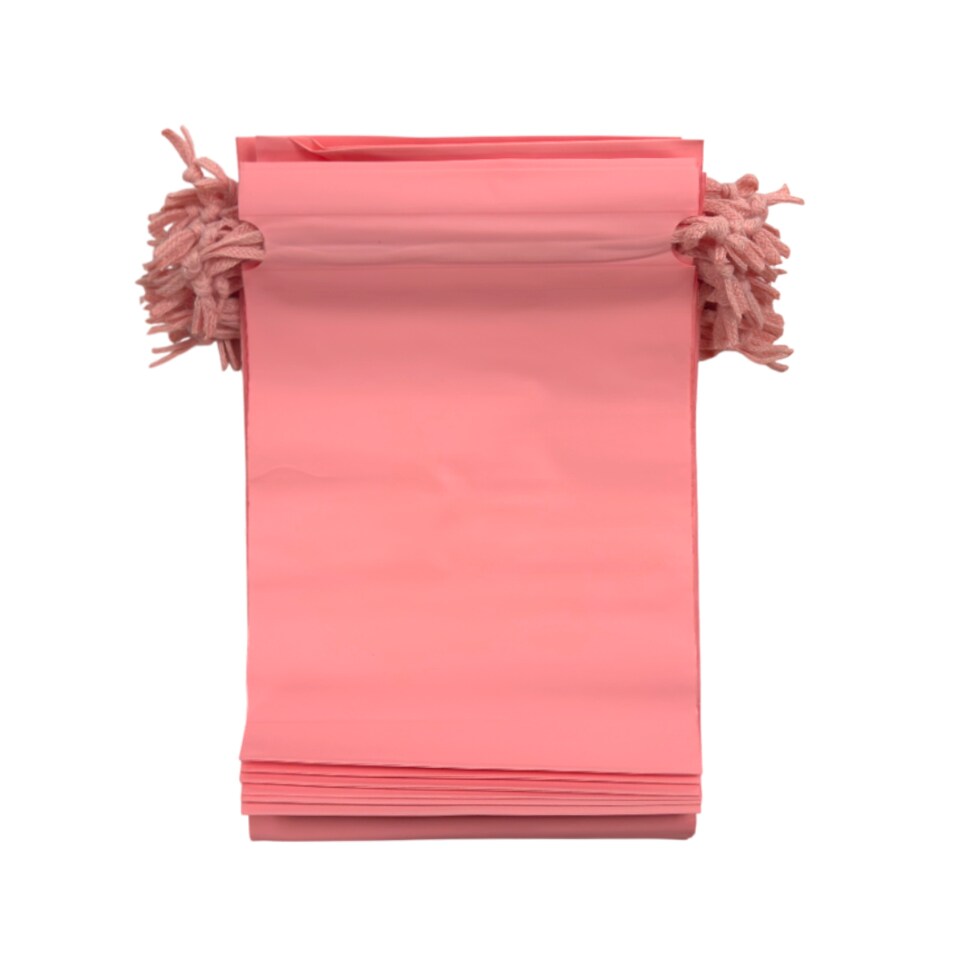 image 1 of Pack of 25 Pink Coloured 21x29cm PEVA Frosted Drawstring Bags | Pink