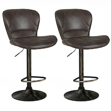 COSTWAY Set of 2 Bar Stools Swivel Bar Chair w/Footrest Brown