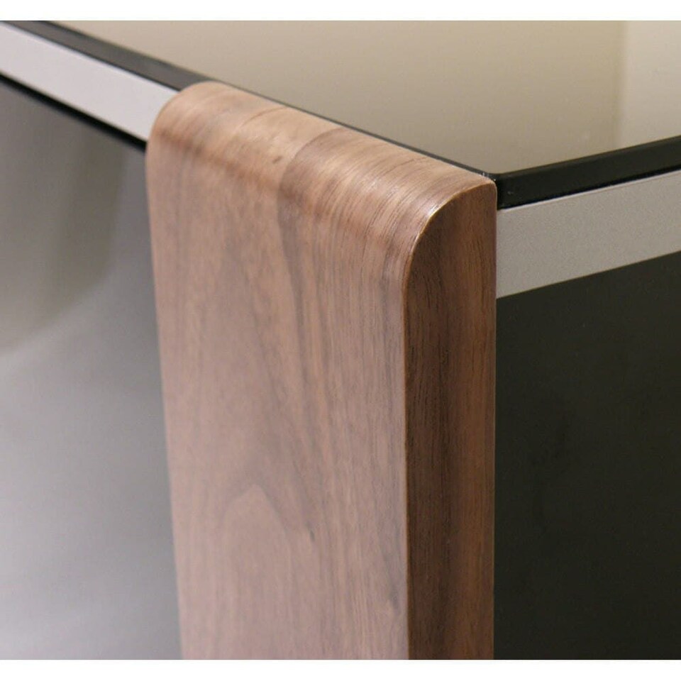 image 1 of MDA Designs Sirius 850 Remote Friendly Beam Thru Glass Door Gloss Black with Walnut/Oak Reversible Panels  for TVs up to 40" LCD/Plasma/LED Cabinet TV Stand | Multi | 1