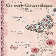 Great Grandma Birthday - Beautiful Butterfly Flowers Thank You Card
