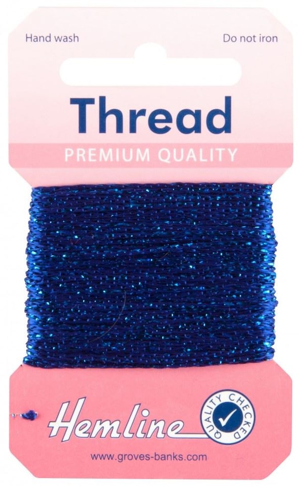 Hemline Glitter Thread Royal Blue for Embroidery - each