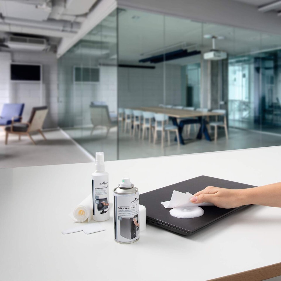 image 1 of Durable PC Tech Cleaning Kit | Screen Spray, Foam Spray, Wipes & Keyboard Tool