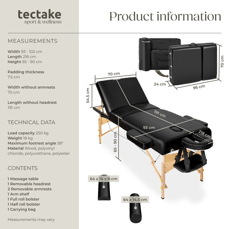 image 1 of 3 Zone Massage Table Somwang with Bolster Set | Black | black | 1