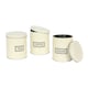 image 1 of Harbour Housewares 3pc Round Metal Tea Coffee Sugar Canister Set - Cream - Kitchen Caddy Kitchen Storage Containers Canisters