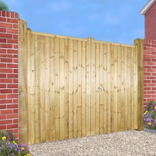 Drayton Square Top Tall Double Driveway Gate - Pressure Treated Scandinavian Redwood - W3000 x H1800 mm | Brown | 1