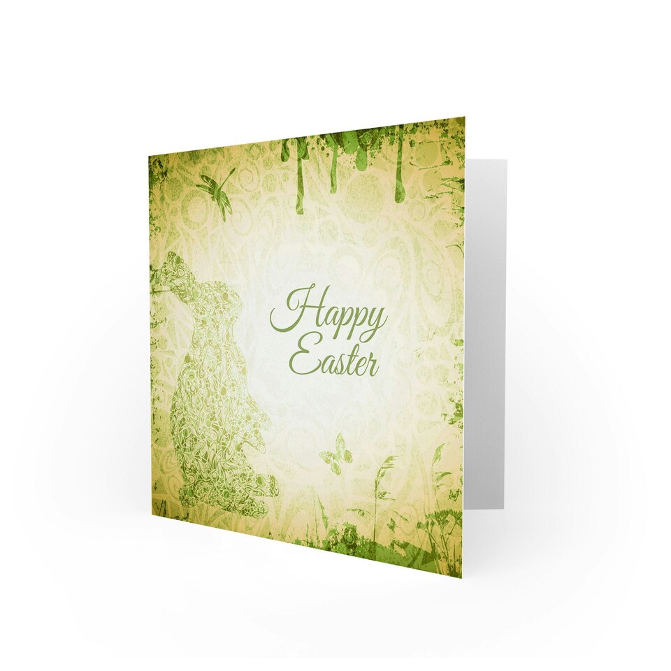image 1 of Bunny Soft Green Grunge Easter Card