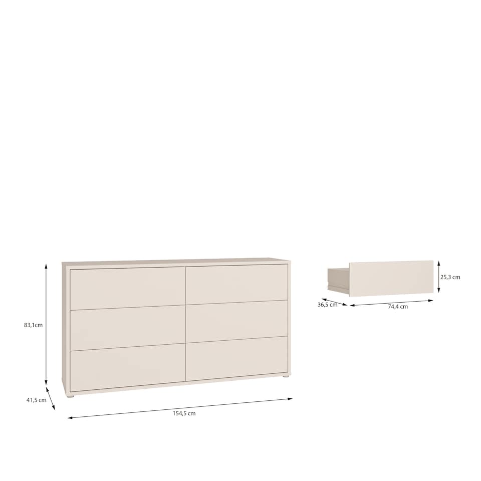 image 1 of Alice Springs 6 Drawer Wide Chest with Push-to-Open Drawers in Sand