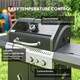 image 5 of Outsunny 4+1 Burner Gas BBQ Grill with Clear View Lid, Thermometer, Black