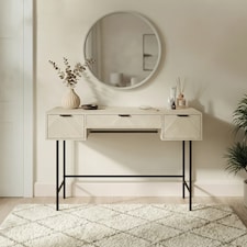 OHS Chevron Wood Dressing Table 3 Drawer Vanity Makeup Desk