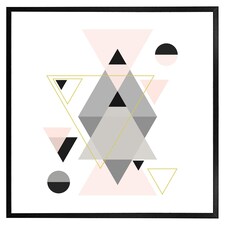 Pink & grey geometric triangles (Picture Frame) Black | M