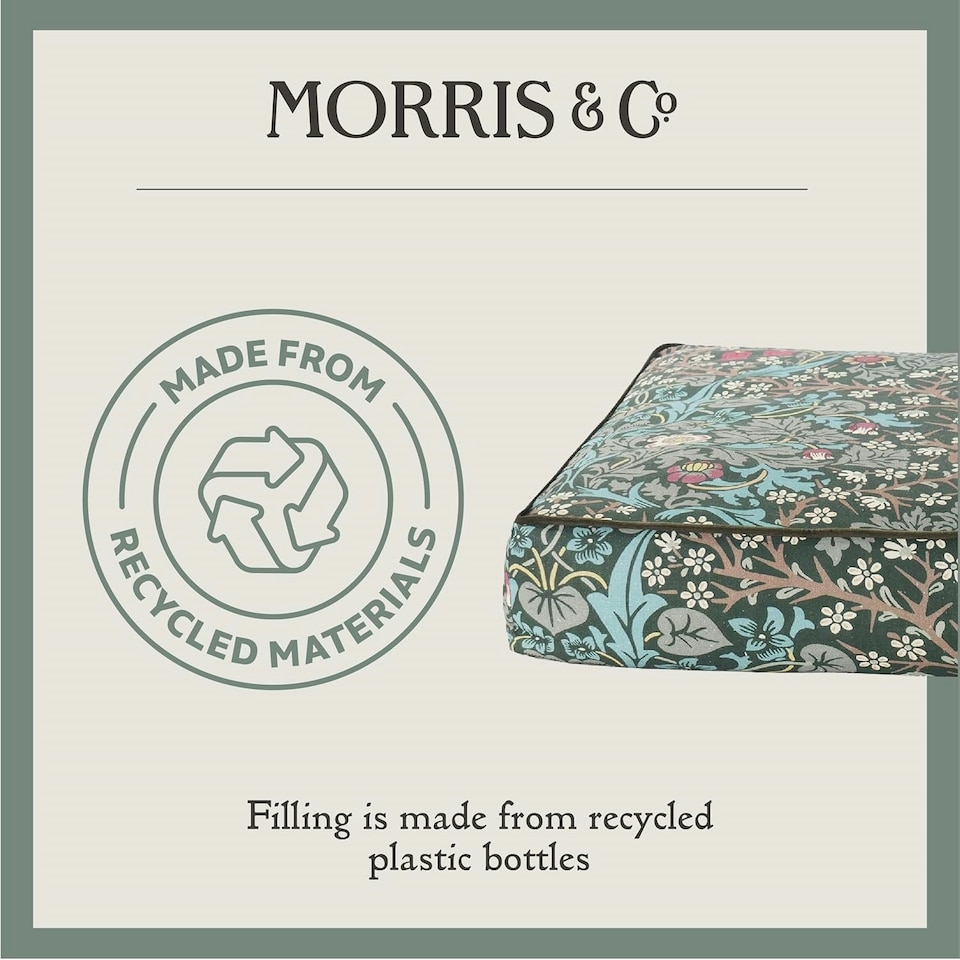 image 1 of Morris & Co Blackthorn Print Dog Mattress Bed - Large Green | L