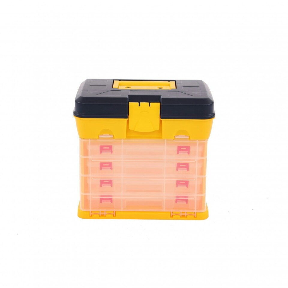 image 1 of Oypla 4 Drawer Storage Organiser Utility Tool Box Case Garage Shed Yellow