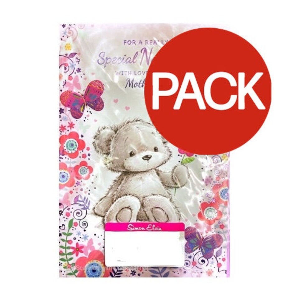Simon Elvin Nannie Cute Butterflies Greetings Card (Pack of 6) - Grey/Pink - One Size