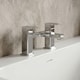 image 9 of Balterley Square Deck Mounted Bath Filler Tap with Dual Levers, Waterfall Spout | Silver | Chrome | 1