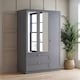 image 6 of Vida Designs Altino 3 Piece Bedroom Set (2 Drawer Bedside, 5 Drawer Chest, 3 Door 2 Drawer Mirrored Wardrobe), Grey