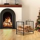 image 7 of Outsunny Firewood Log Holder Wood Storage Rack w/ Handles Outdoor Indoor, Black