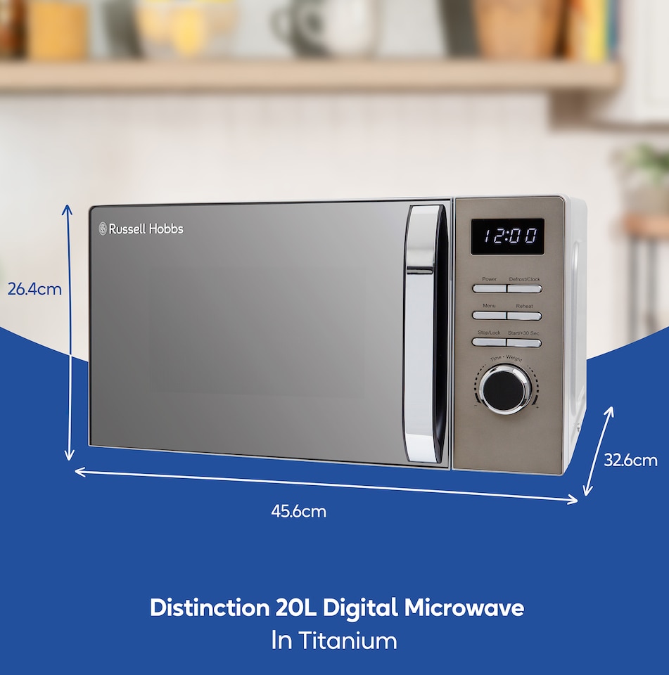 image 1 of Russell Hobbs RHMD832T Titanium Digital Microwave 20L 800W with Defrost Setting