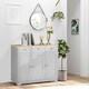 image 2 of HOMCOM Sideboard Buffet Cabinet with Storage Cabinets and Drawers, Grey Grey | Natural Wood