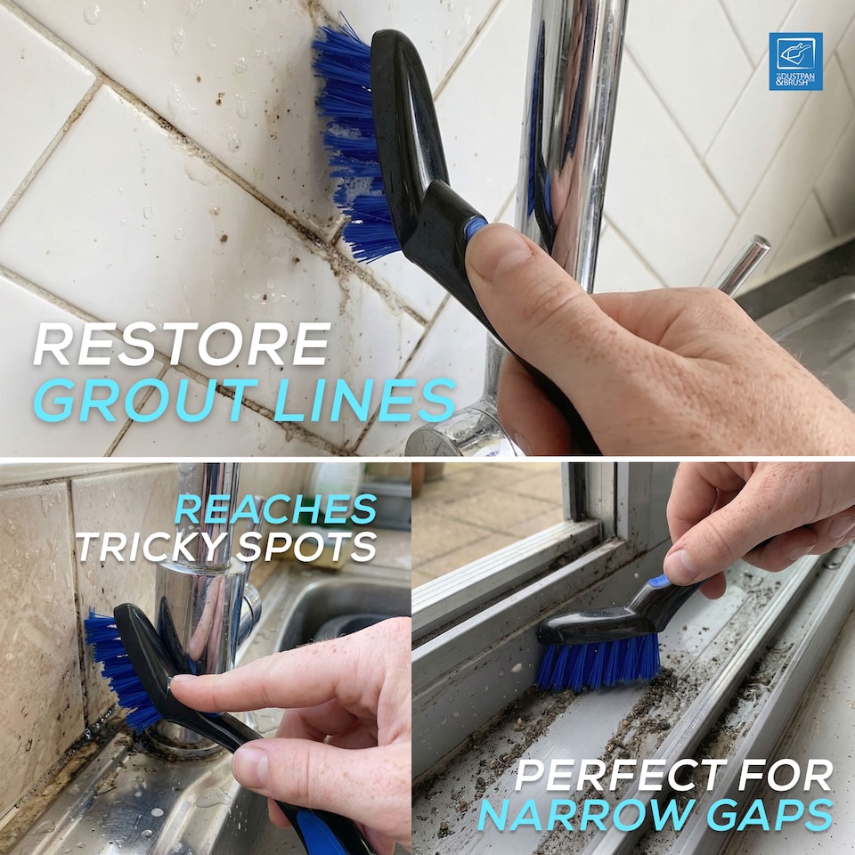 image 1 of Grout Tile Cleaning Brush Removes Mould and Dirt Removal Narrow Stiff Brushes for Kitchen & Bathroom | Blue | Black, Blue | 1