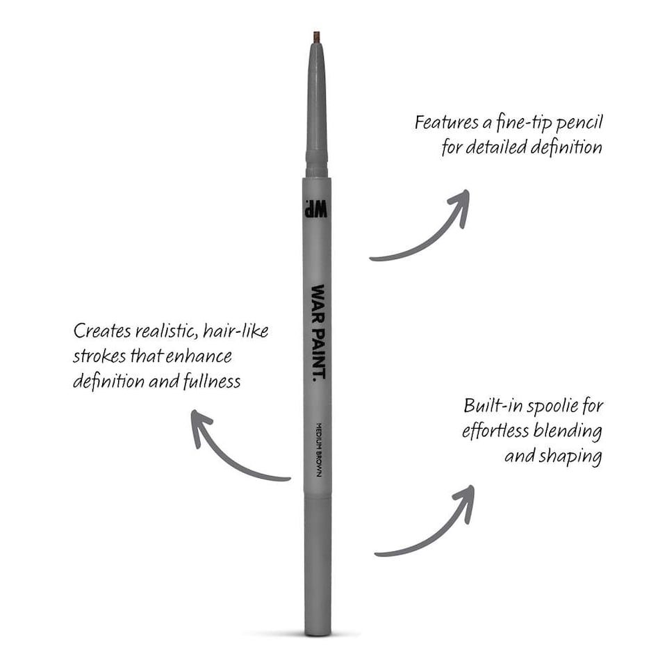 image 1 of War Paint The Shape & Filler Dual-Ended Beard and Brow Defining Pencil, Helps Create Hair-Like Strokes for a Natural, Fuller Look, Medium Brown 0.1g