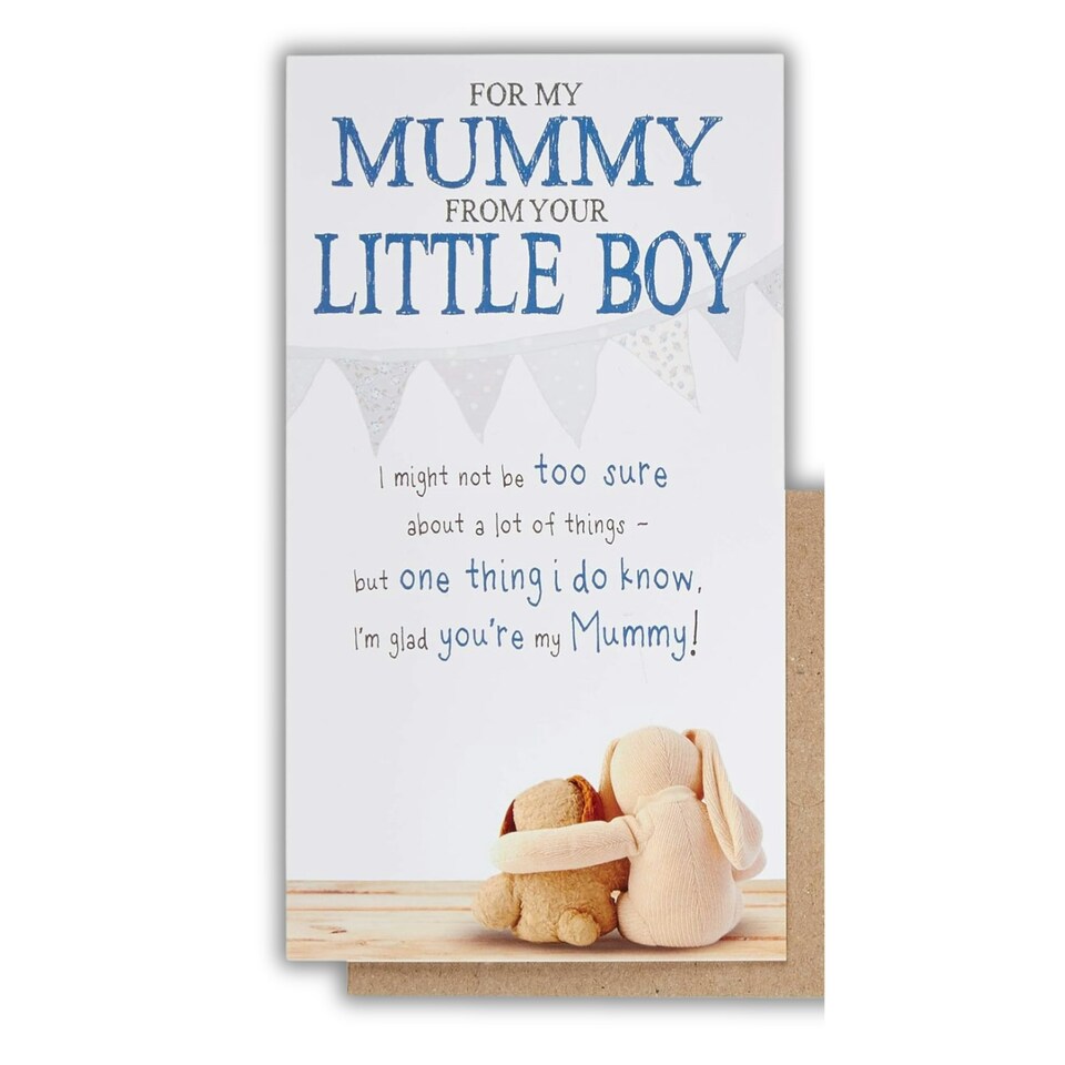 Snuggly Bumpkins, Mummy Birthday Card from Little Boy, I'm Glad You're my Mummy!, Multi-Coloured, 16.5 x 24 cms