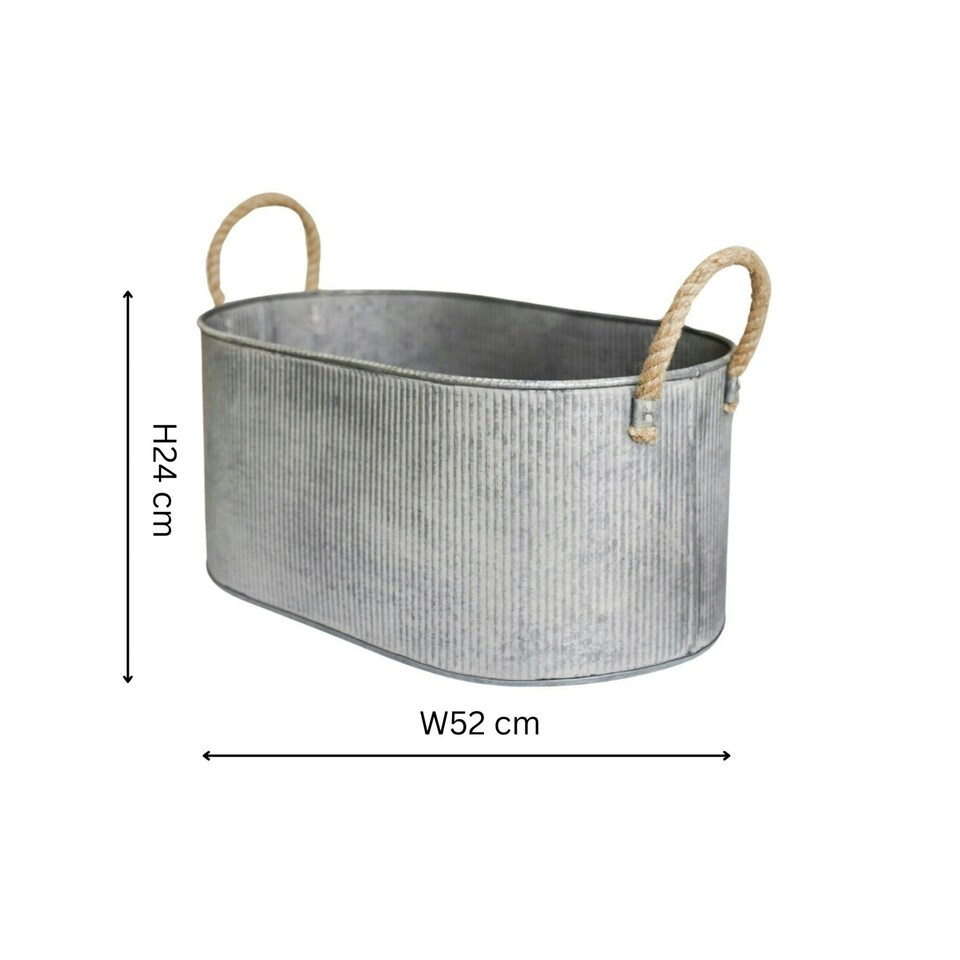 image 1 of Outdoor Galvanised Rope Handle Trough Set of Two