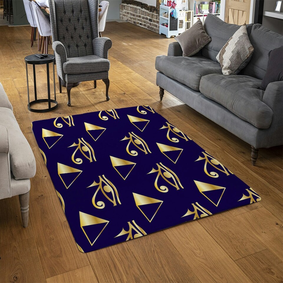 image 1 of Gold Pyramid & Eye Of Horus (Rug) Gold | XL: 160x230cm