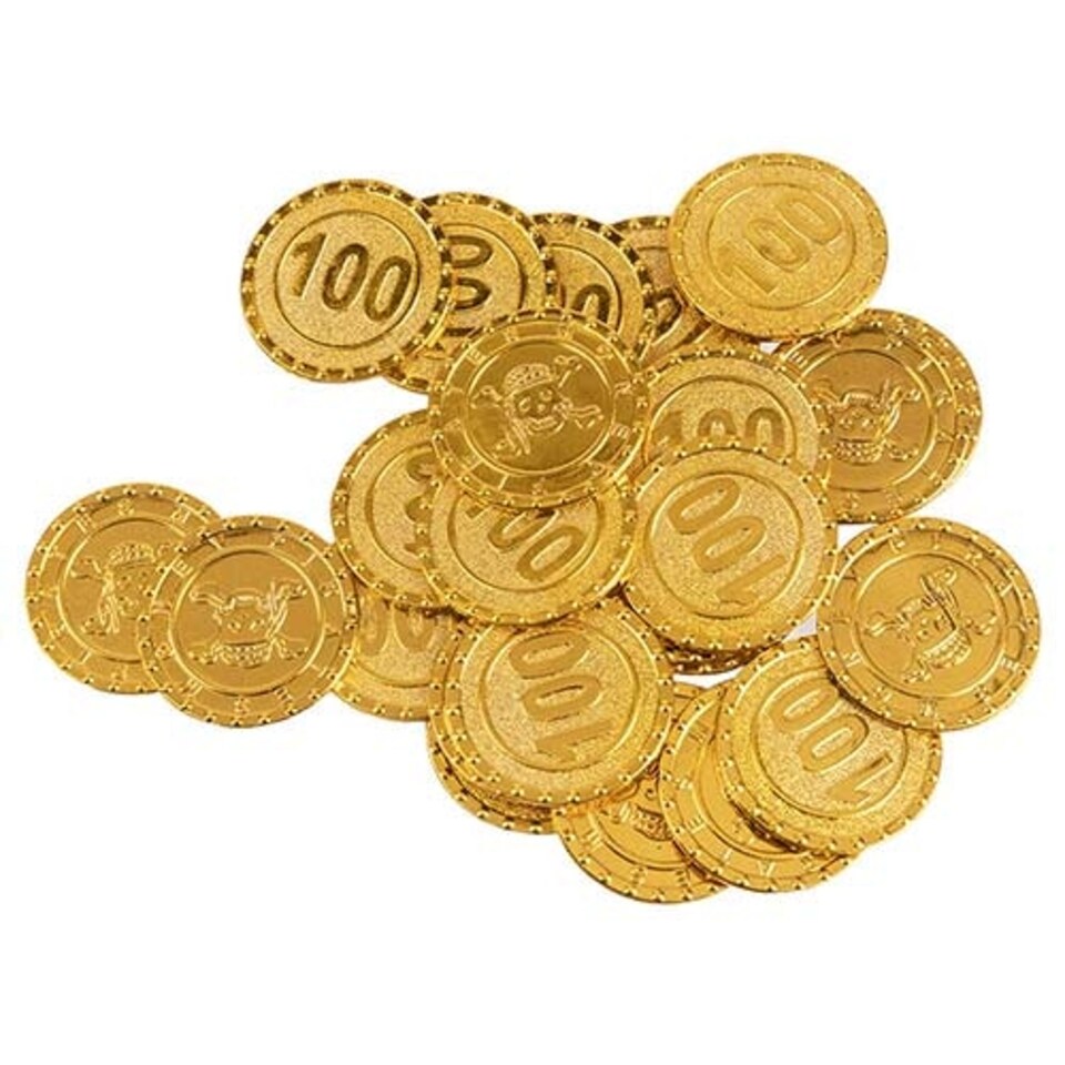 Gold Plastic Pirate Coins - Pack of 24
