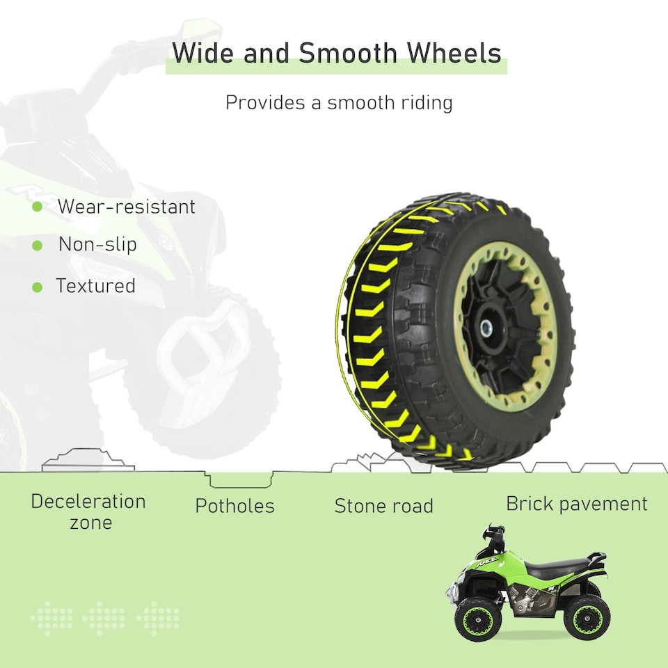 image 1 of HOMCOM No Power Quad Toddler Ride on Car Foot-to-Floor Sliding Green