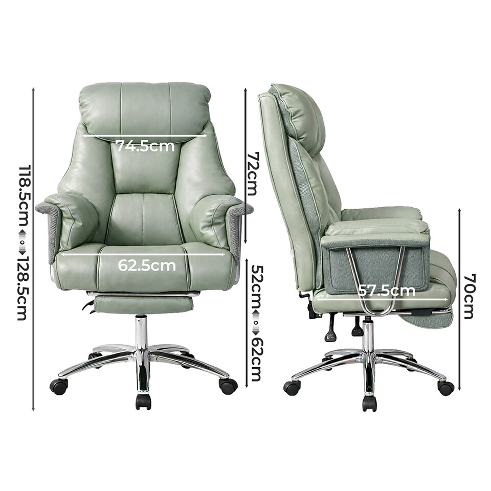 image 1 of Heavy Duty Executive Office Chair Wide Spring Cushion Recliner with Footrest | Green | Green