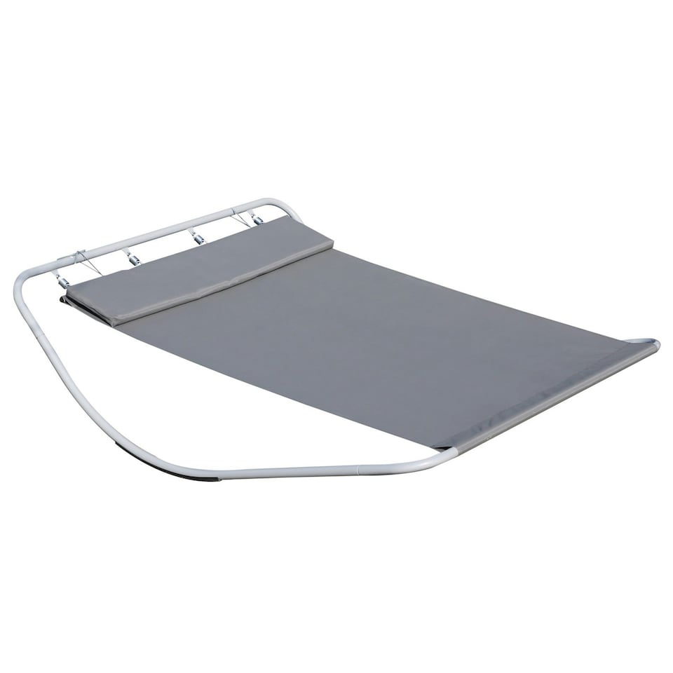 image 1 of Outsunny Double Hammock Sun Lounger Outdoor Day Bed Patio Grey