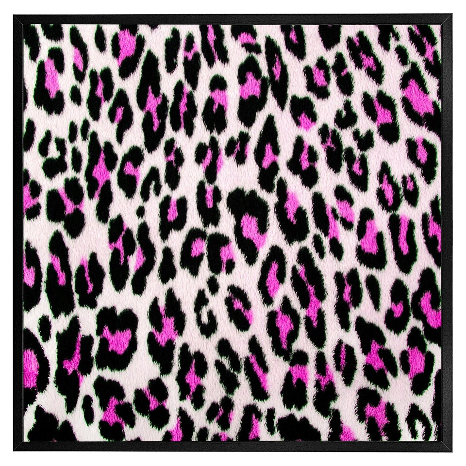 image 1 of Pink fluffy leopard (Picture Frame) White | S