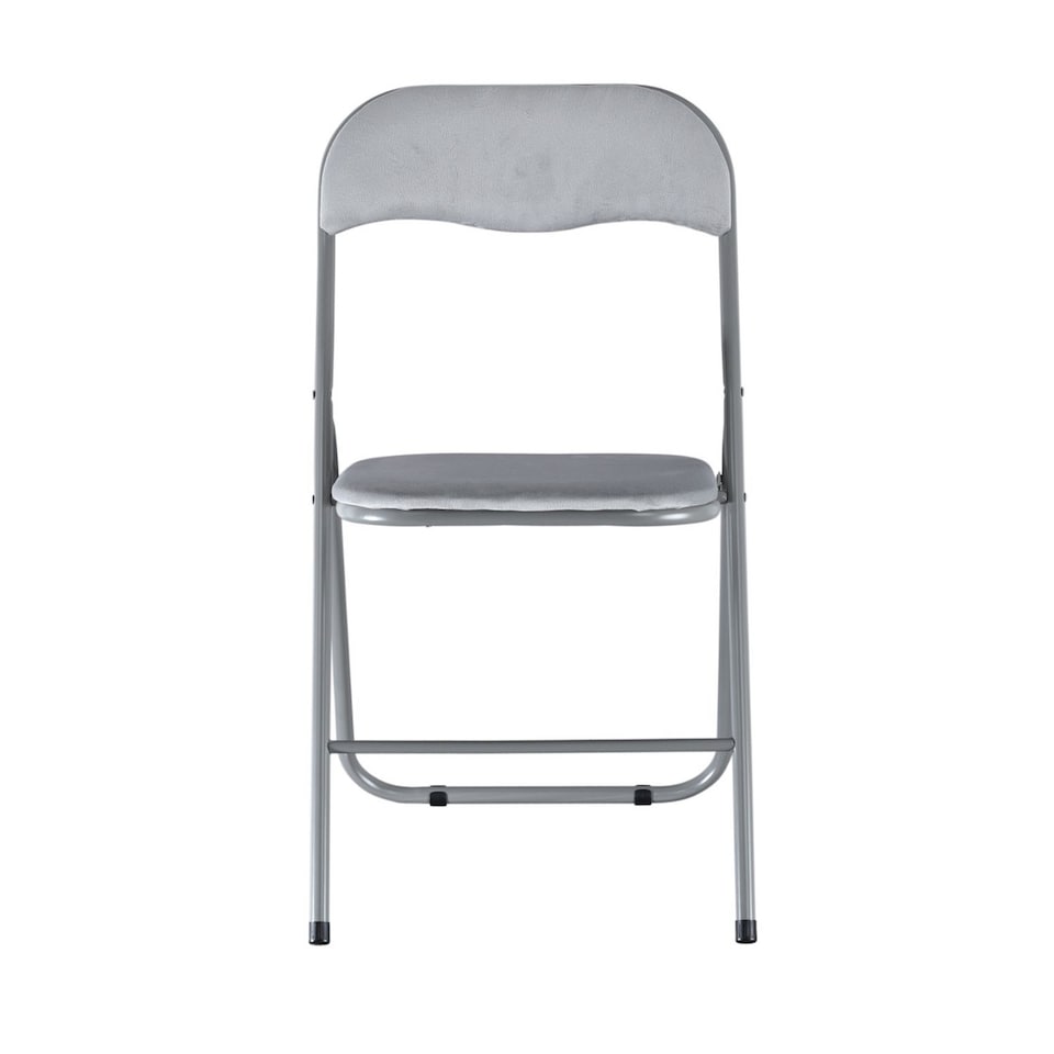 image 1 of 4-Pc Folding Chair Set with Cushioned Velvet Seat and Back | Grey | 4
