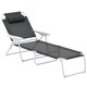 image 1 of Outsunny Folding Sun Lounger with 4-Level Backrest & Headrest, Charcoal Grey 