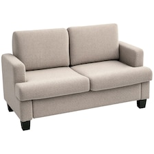 HOMCOM 138 cm Chenille Fabric Loveseat Sofa with S-springs, Light Brown Cream
