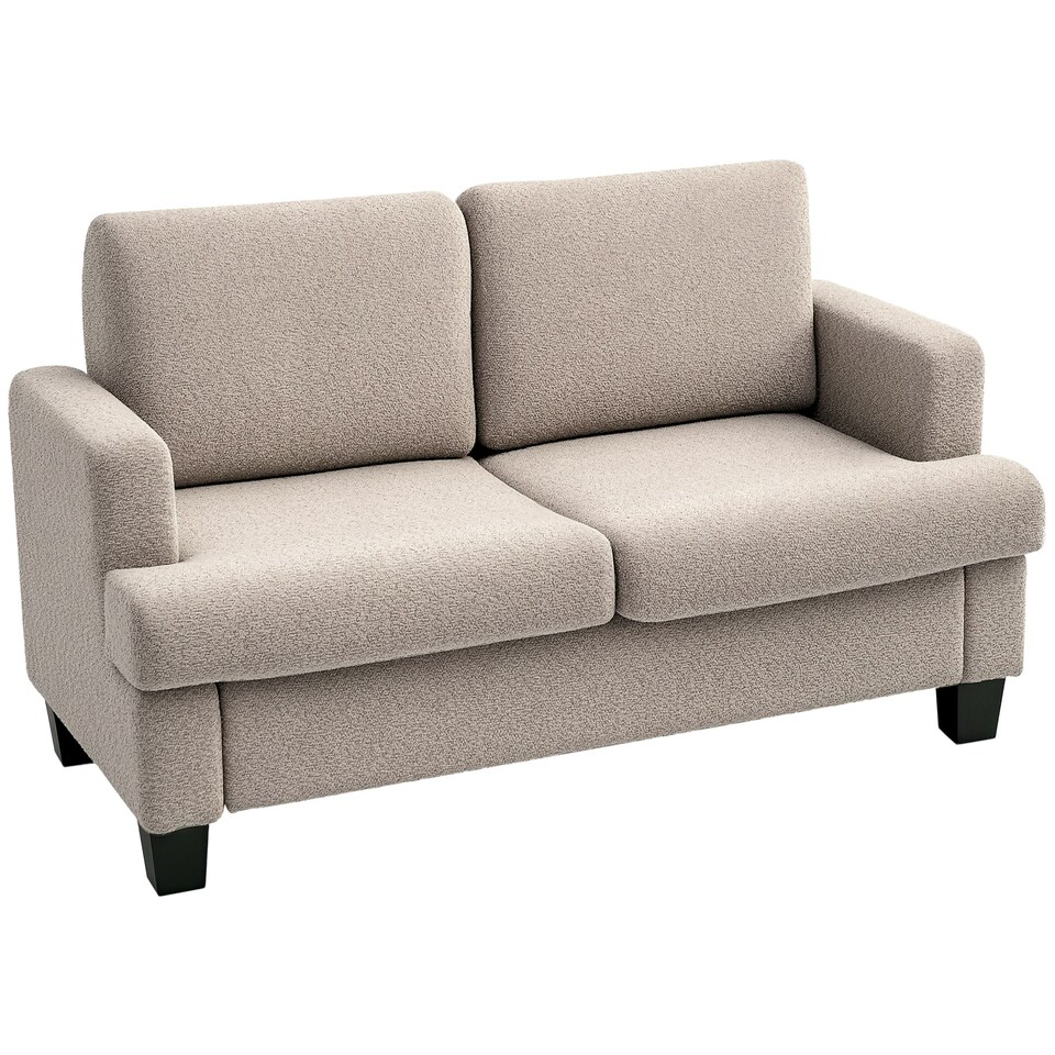 image 1 of HOMCOM 138 cm Chenille Fabric Loveseat Sofa with S-springs, Light Brown Cream