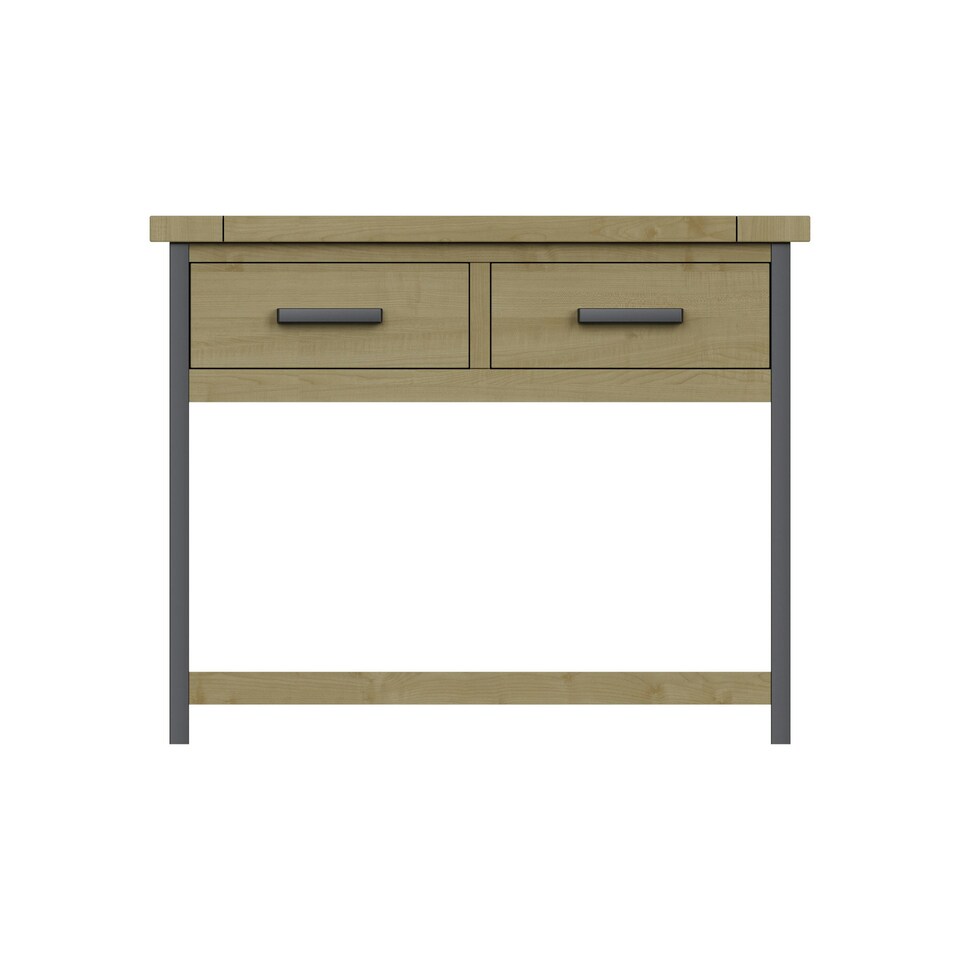 image 1 of Lowry 2 Drawer Console Table Driftwood Lacquered Solid Reclaimed Pine Brown
