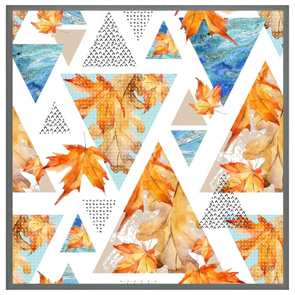 image 1 of Autumn geometrics with maple leaves (Picutre Frame) Brown | Oak | M