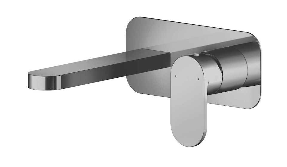 image 1 of Balterley Current Round Wall Mounted 2 Tap Hole Basin Mixer Tap with Fluted Lever Handle and Back Plate | Silver | Brushed Pewter | 1