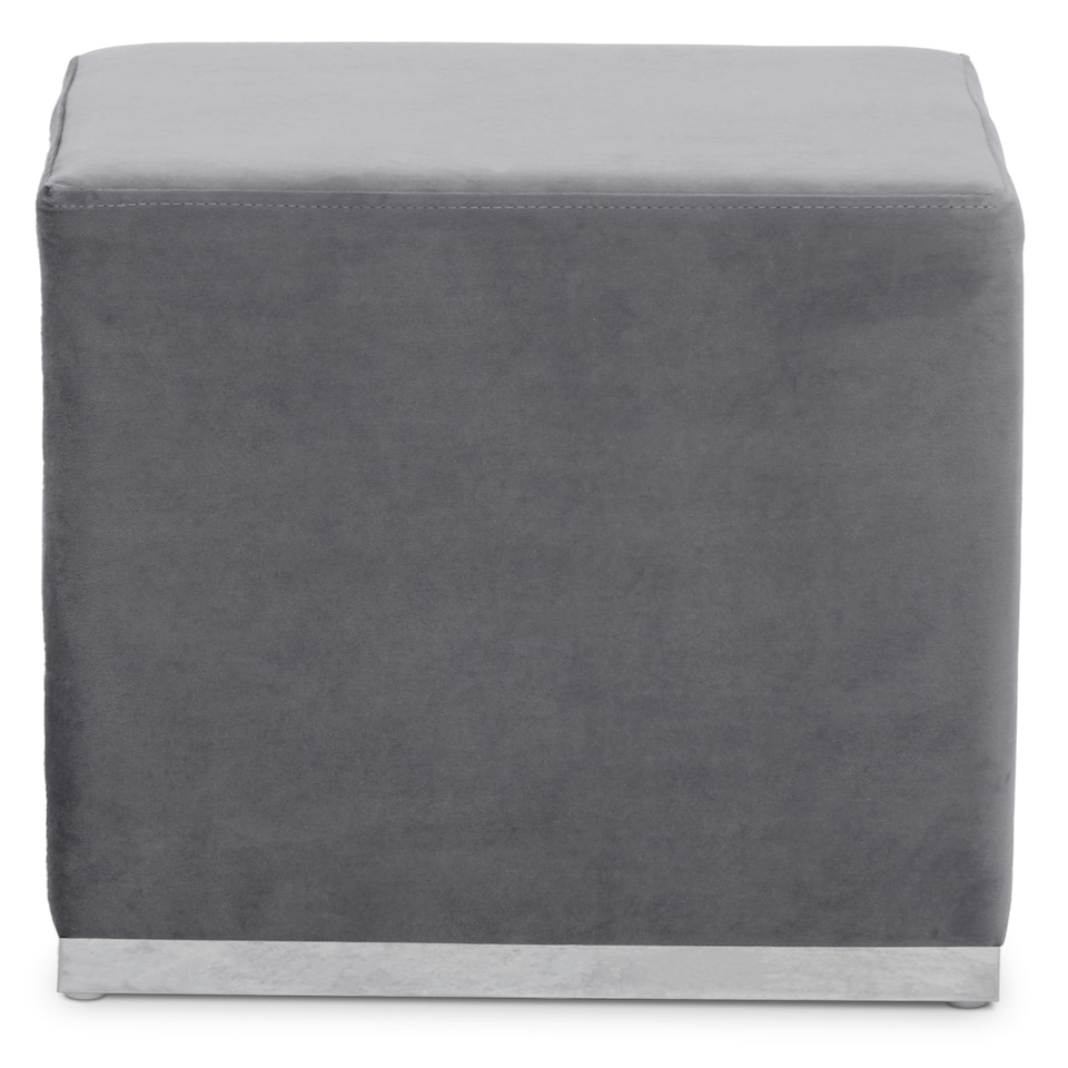 image 1 of Interiors by Premier Grey and Silver Square Footstool, Velvet Ottoman Footstool with Silver Base, Pouffe Footstool for Home Grey